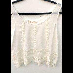 Elodie Pretty White Rayon Lace Bottom Shirt. Large